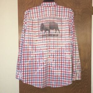 Heavily distressed l/s button down shirt